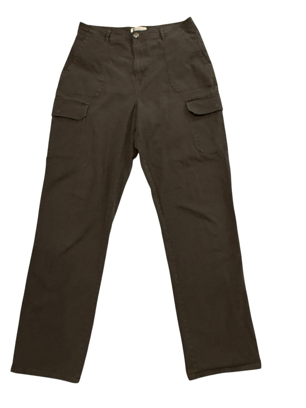 American Tall high rise Camo olive Green Khaki Cargo Pant Straight Leg Sz 12T